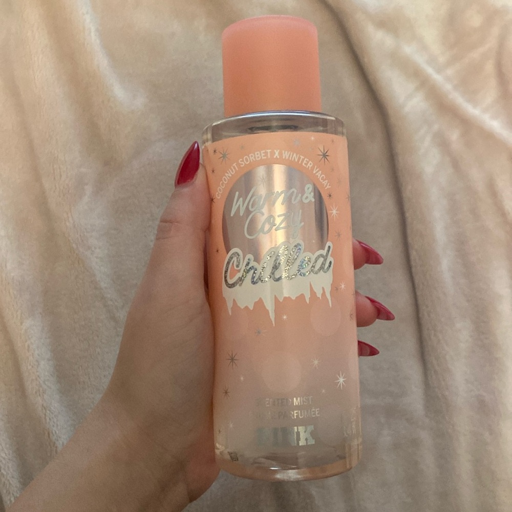 PINK warm and cozy chilled body mist with original sticker price never used